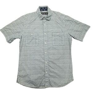 Reyn Spooner Hawaiian Shirt Mens Small Japanese Geometric Circle Crest Pocket